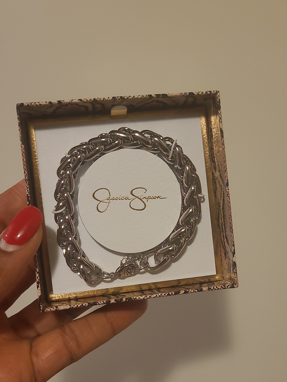 Jessica Simpson Silver Braided Link Bracelet